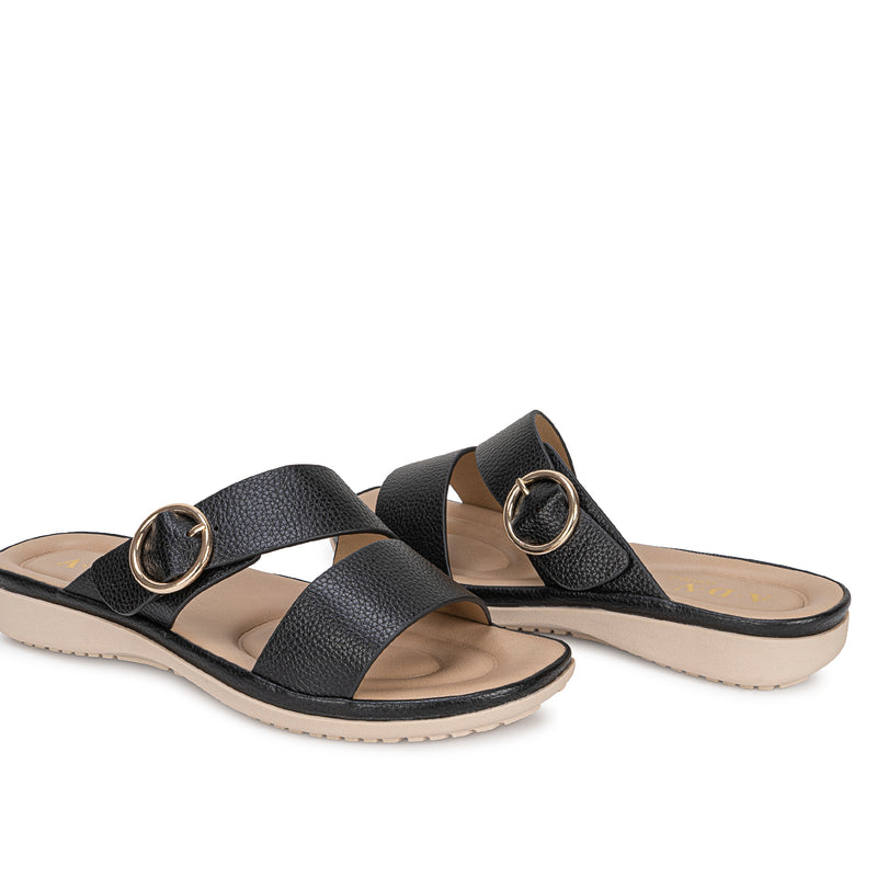 Sandalia Slide Casual Negro