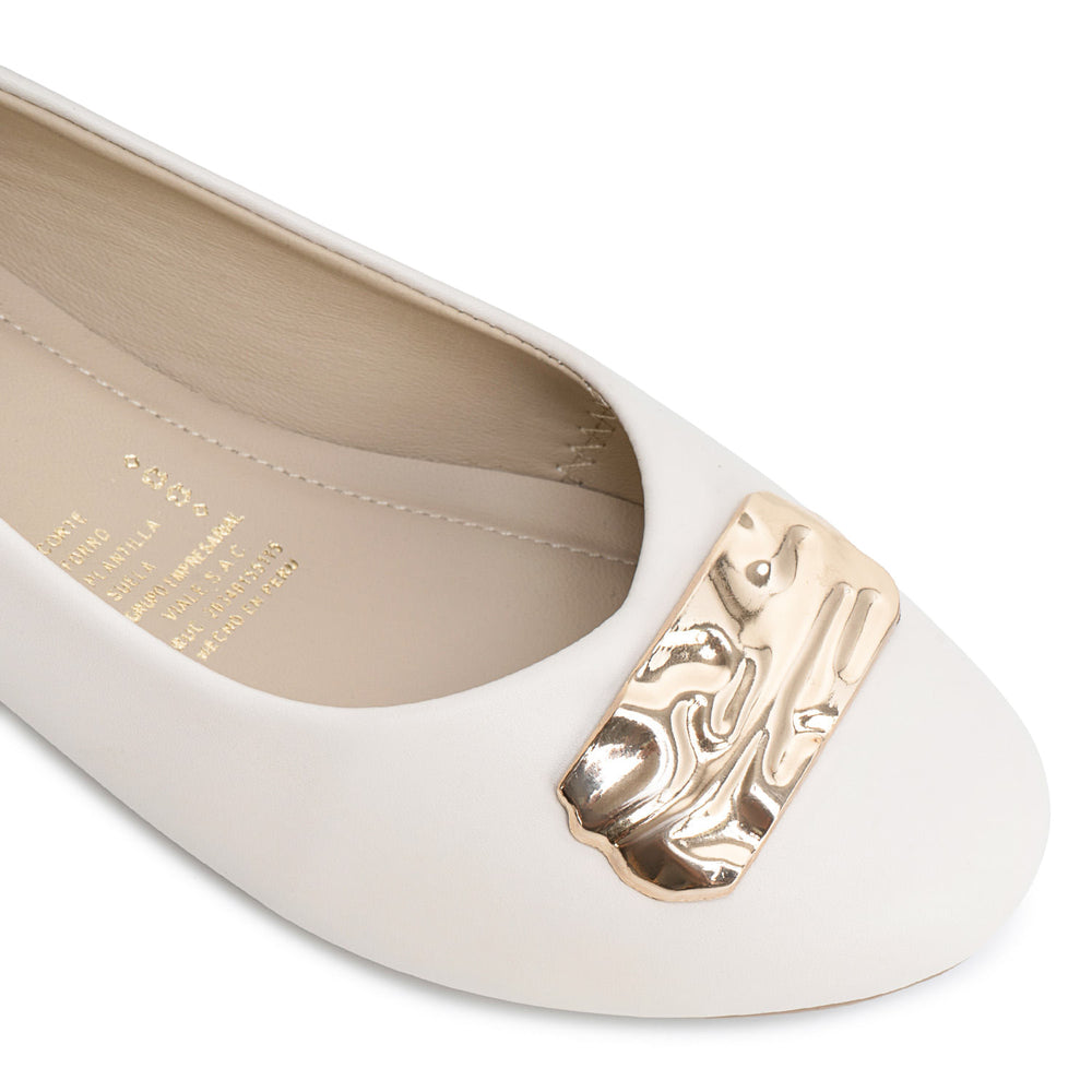 Zapato Ballerina Casual Hueso