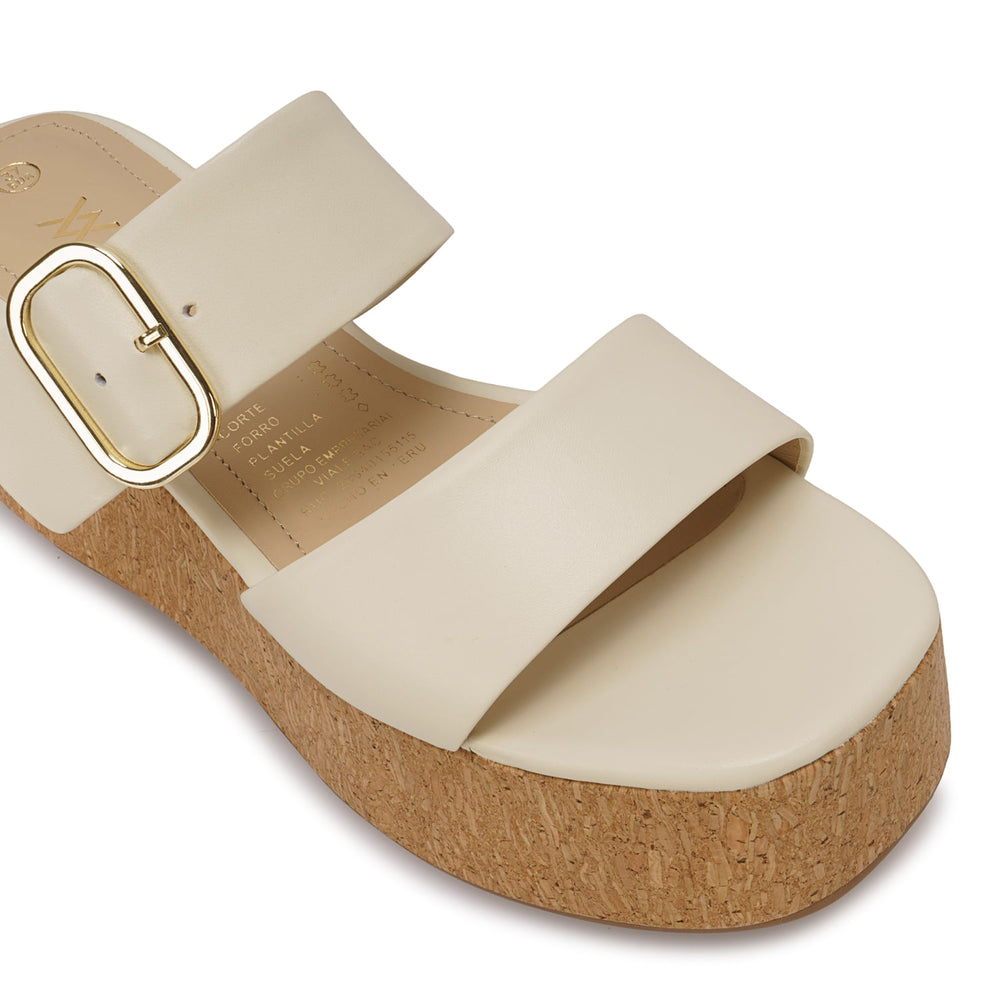 Sandalia Slide Casual Hueso