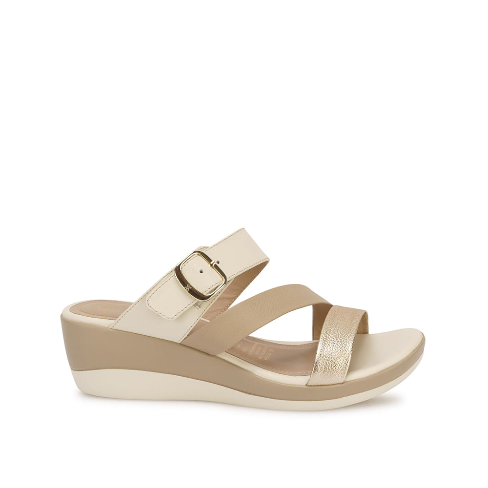 Sandalia Slide Casual Hueso