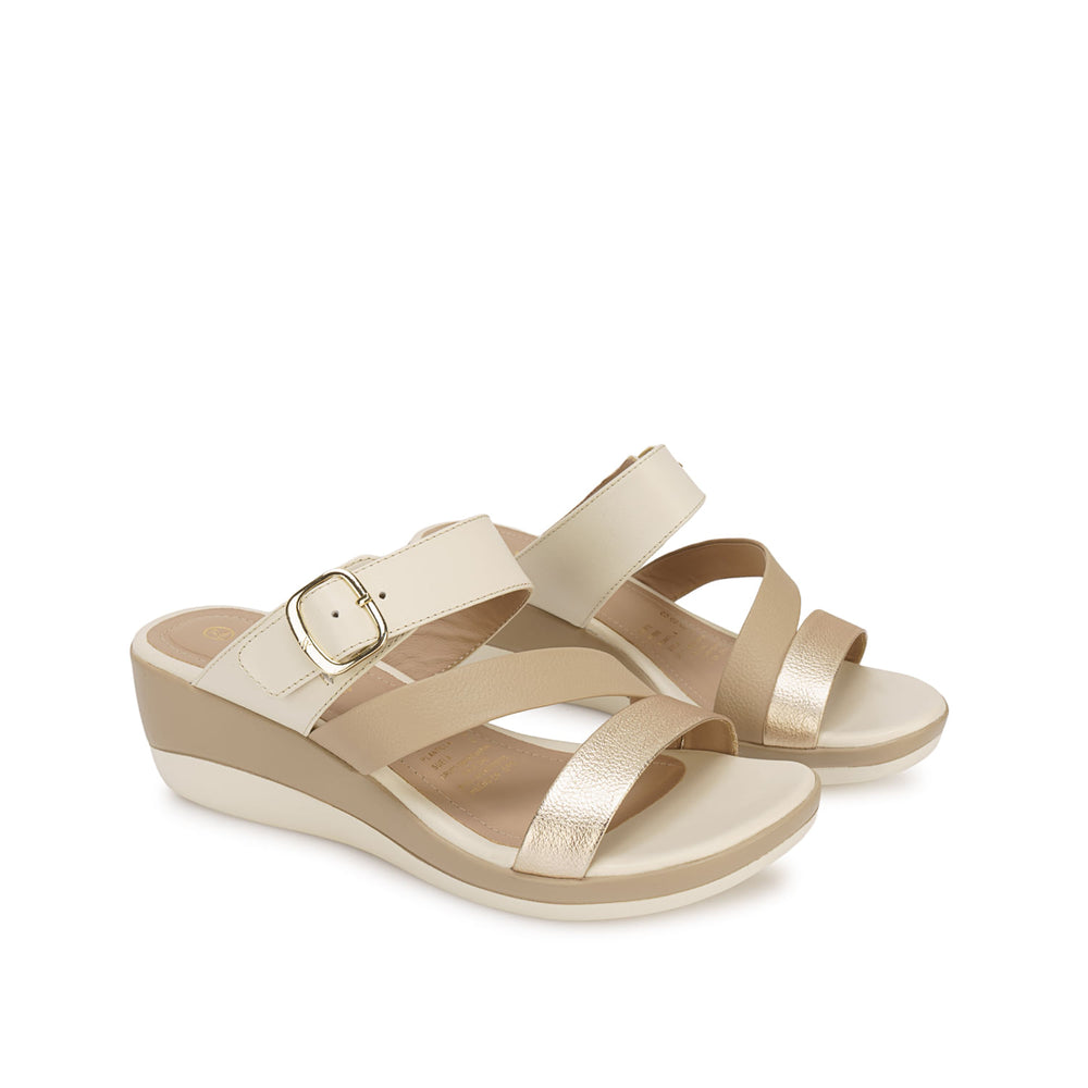 Sandalia Slide Casual Hueso