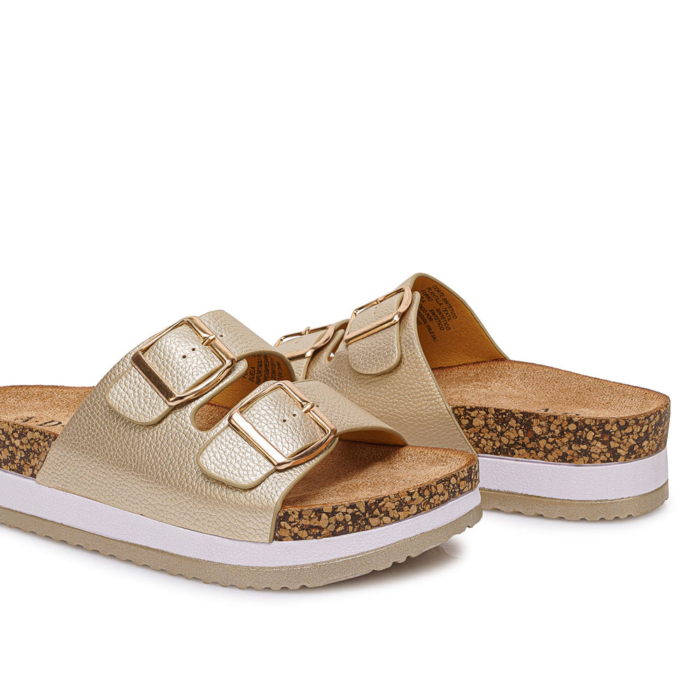 Sandalia Slide Casual Dorado