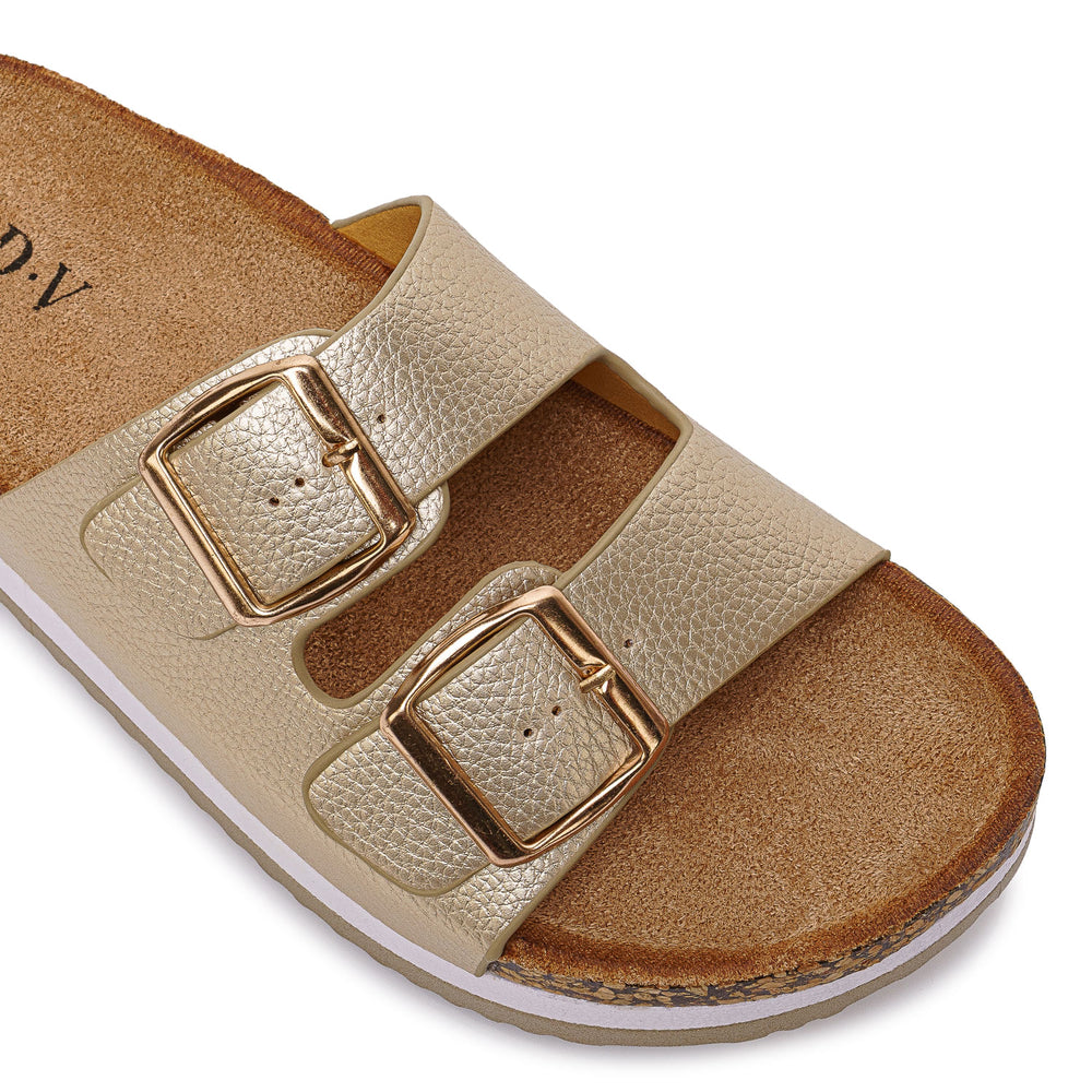 Sandalia Slide Casual Dorado