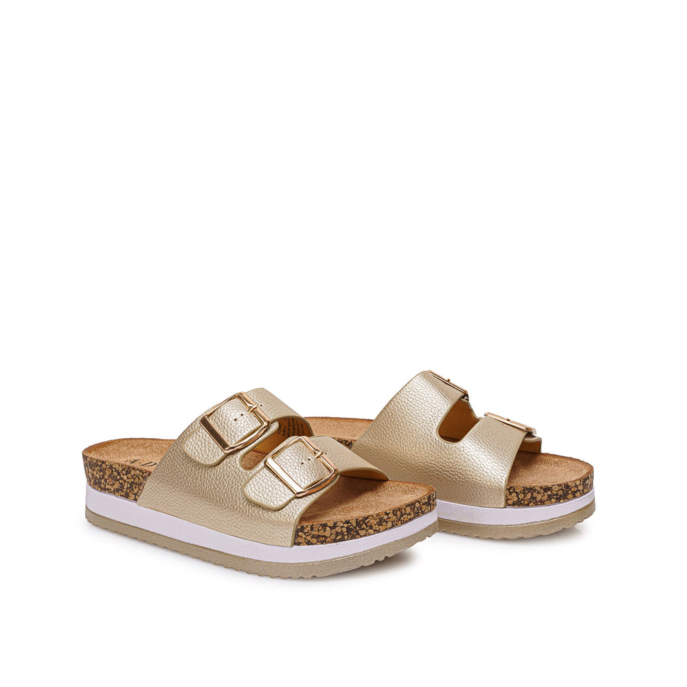 Sandalia Slide Casual Dorado