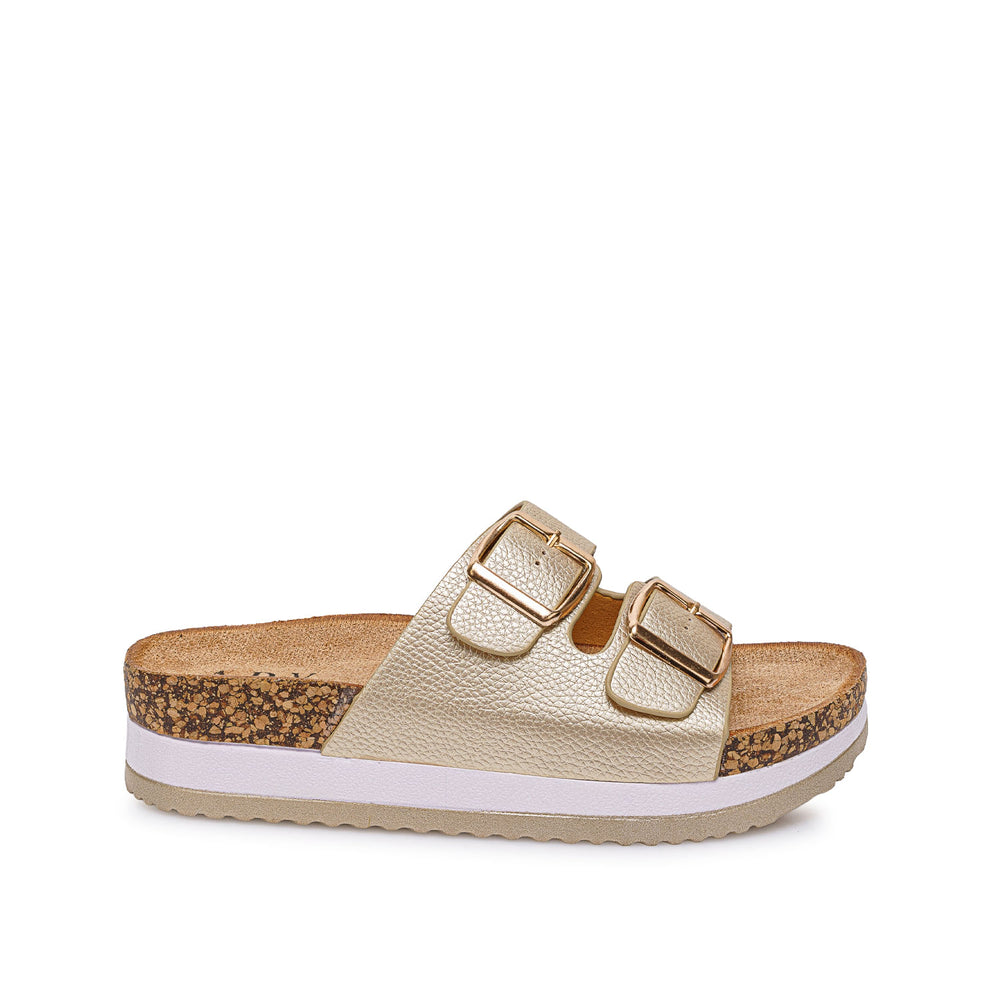 Sandalia Slide Casual Dorado