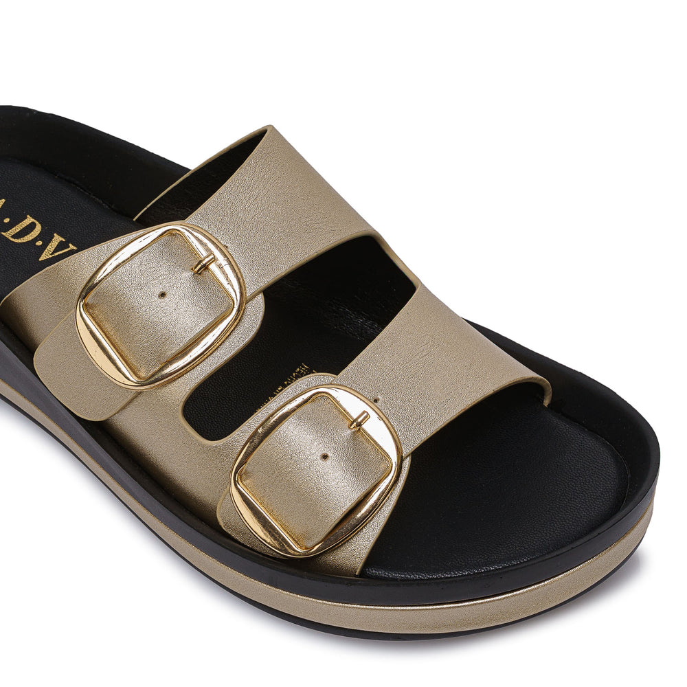 Sandalia Strap Casual Dorado