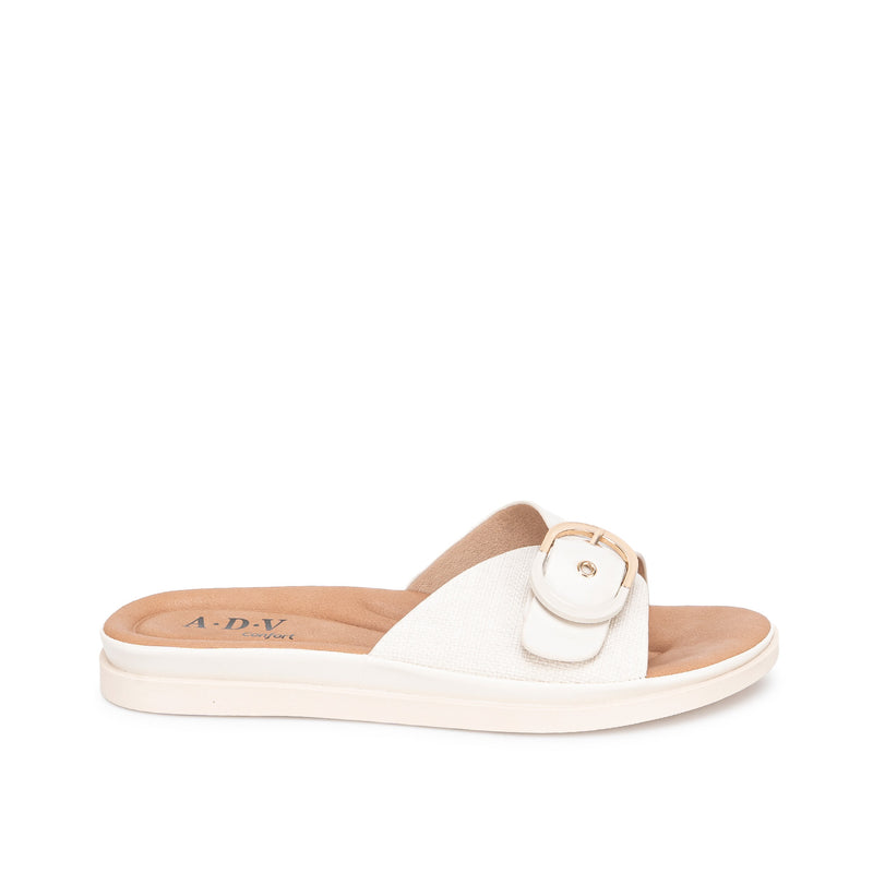 Sandalia Slide Casual Hueso