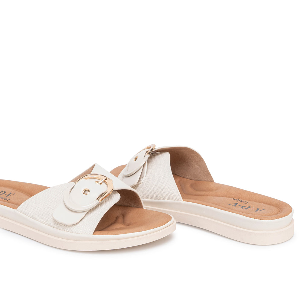 Sandalia Slide Casual Hueso