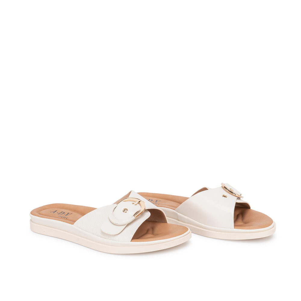 Sandalia Slide Casual Hueso