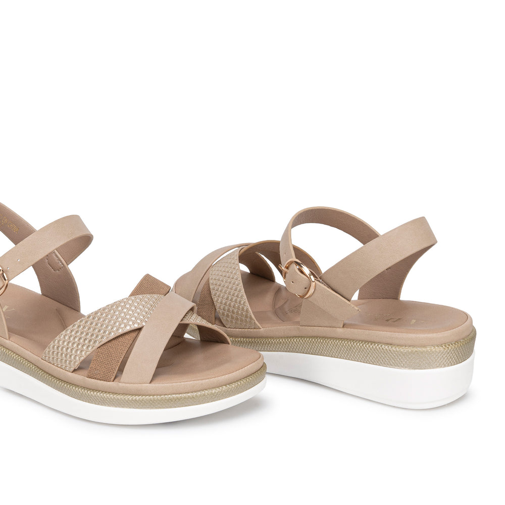 Sandalia Casual Beige Dorado
