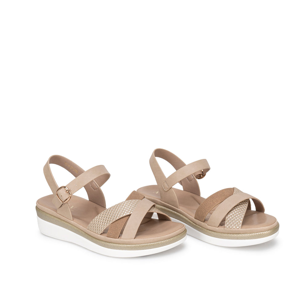 Sandalia Casual Beige Dorado