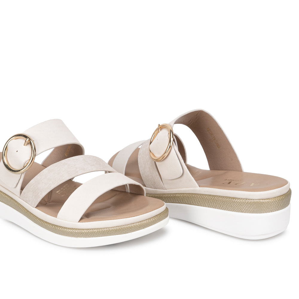 Sandalia Slide Casual Hueso