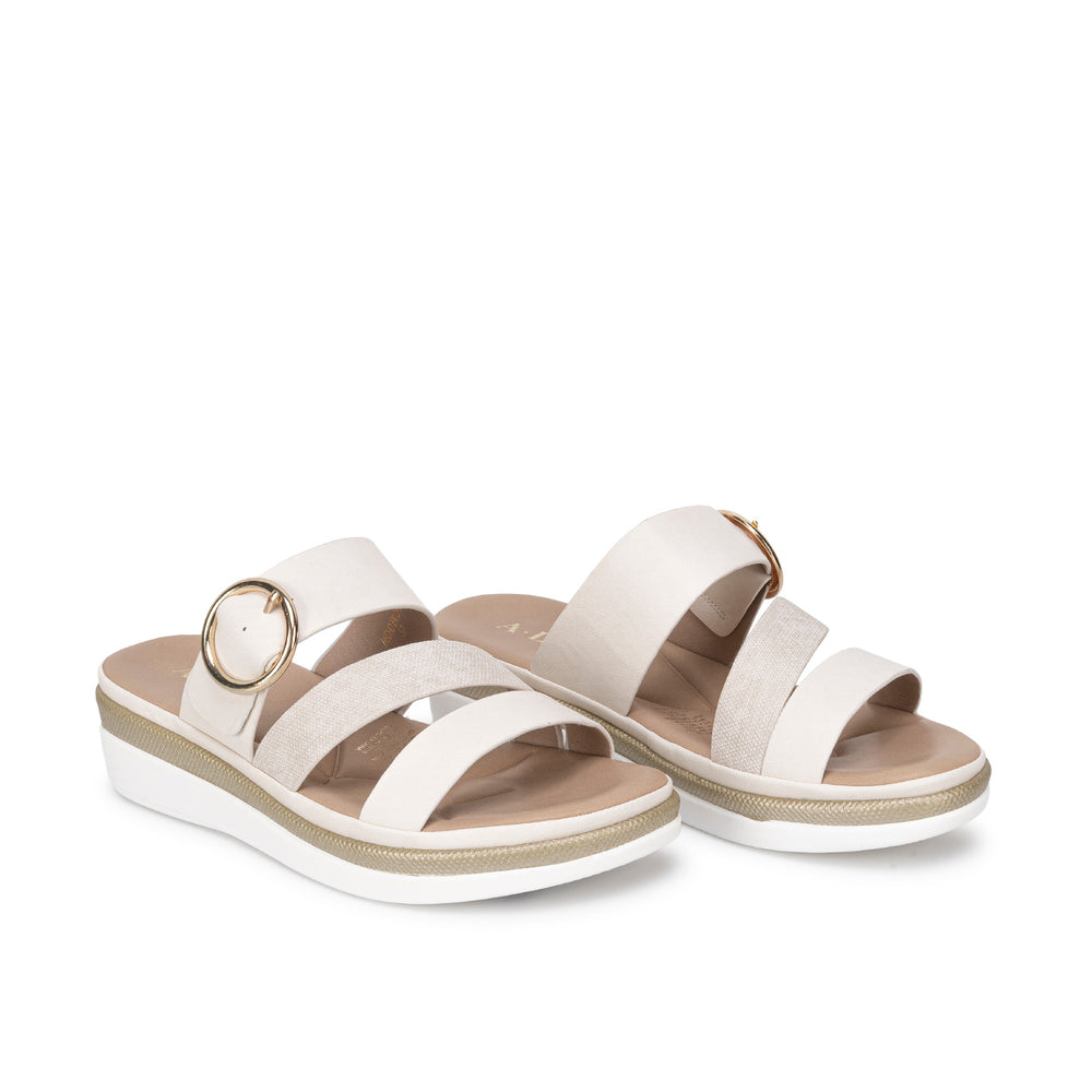 Sandalia Slide Casual Hueso