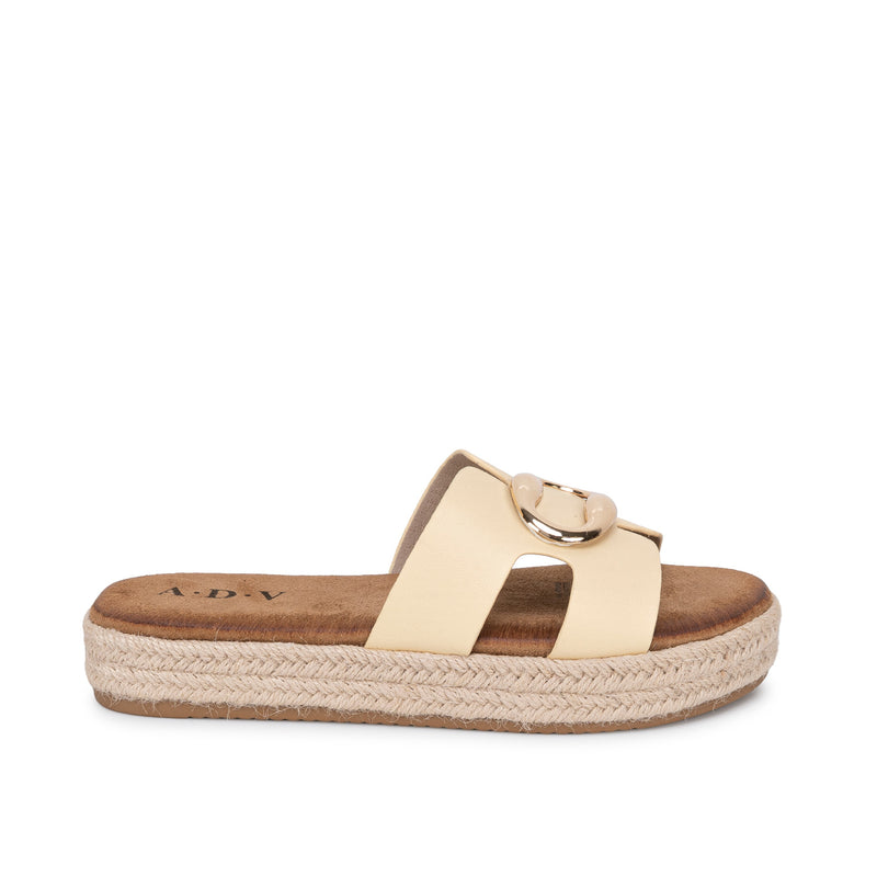 Sandalia Slide Casual Mantequilla