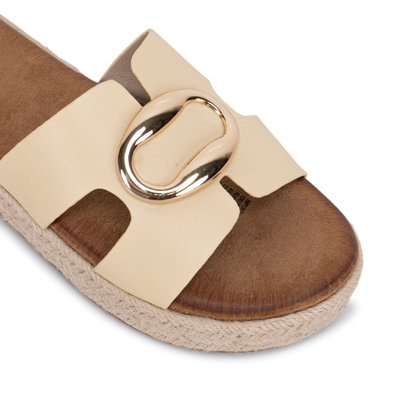 Sandalia Slide Casual Mantequilla