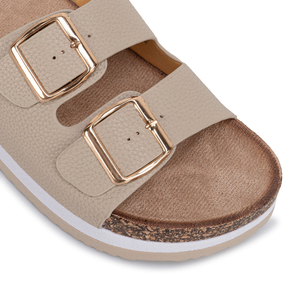 Sandalia Slide Casual Beige