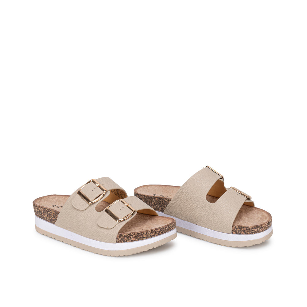 Sandalia Slide Casual Beige