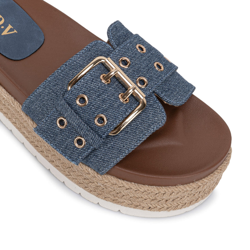 Sandalia Slide Casual Denim