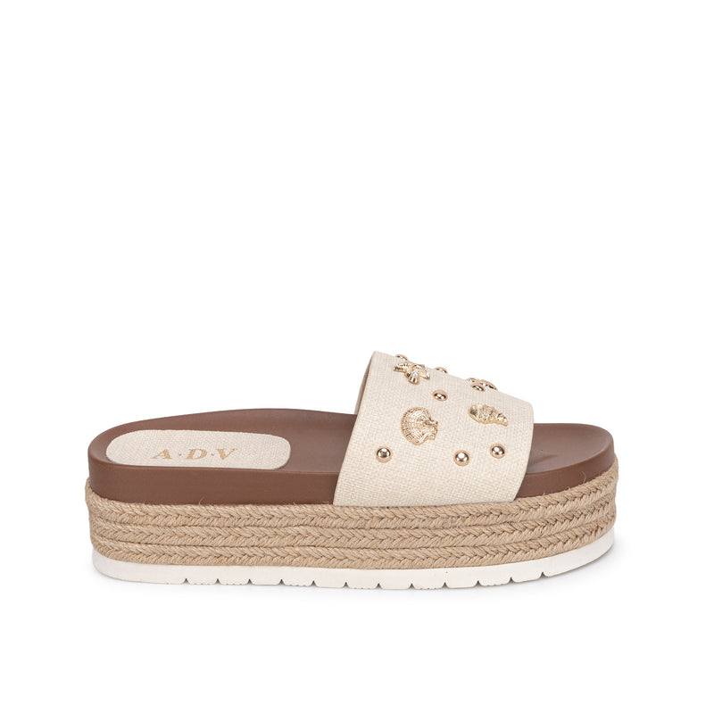Sandalia Slide Casual Marfil