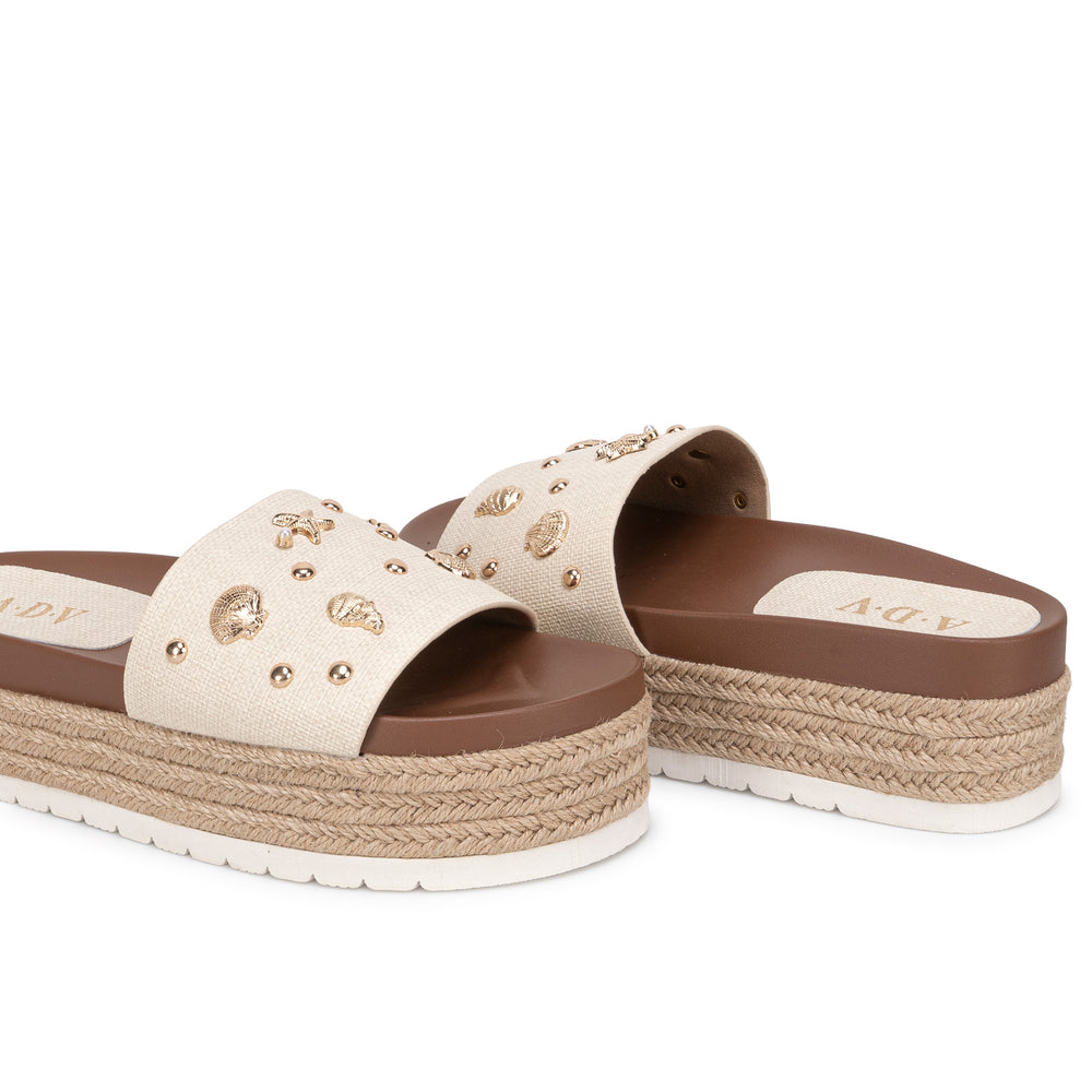 Sandalia Slide Casual Marfil