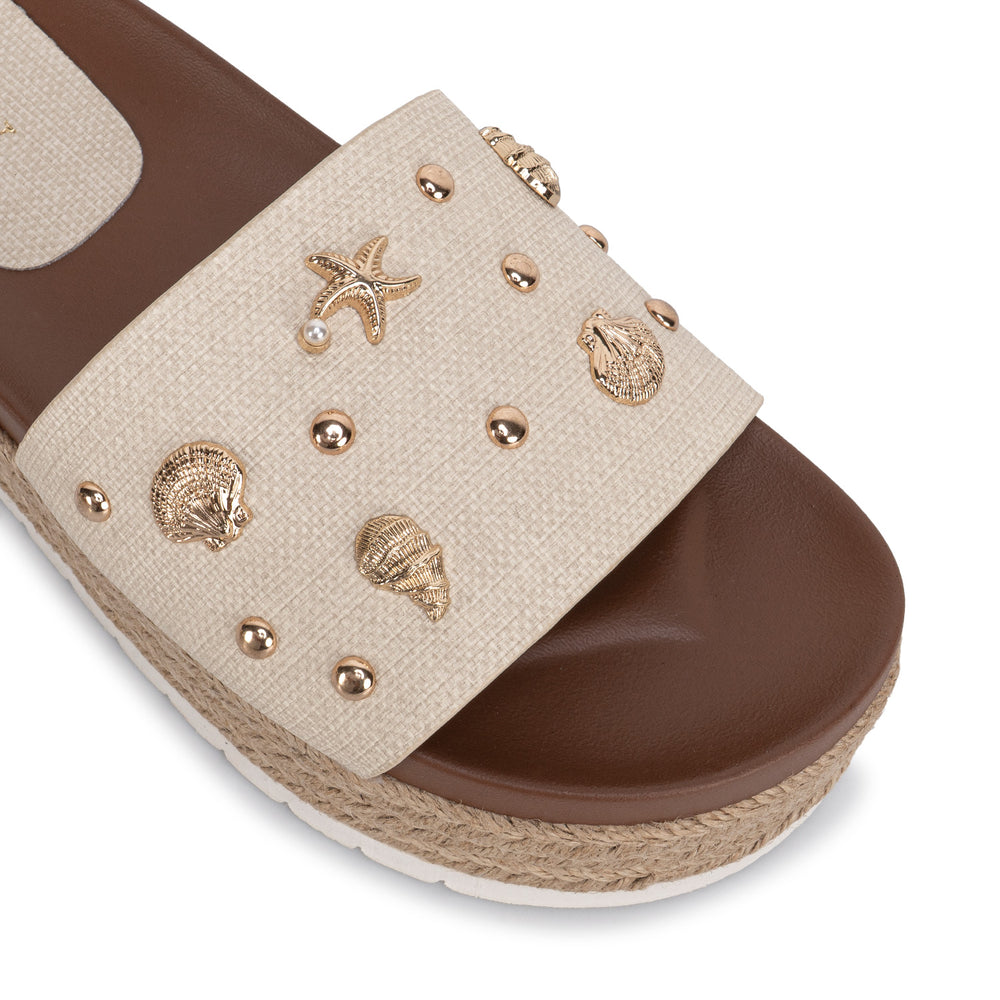 Sandalia Slide Casual Marfil