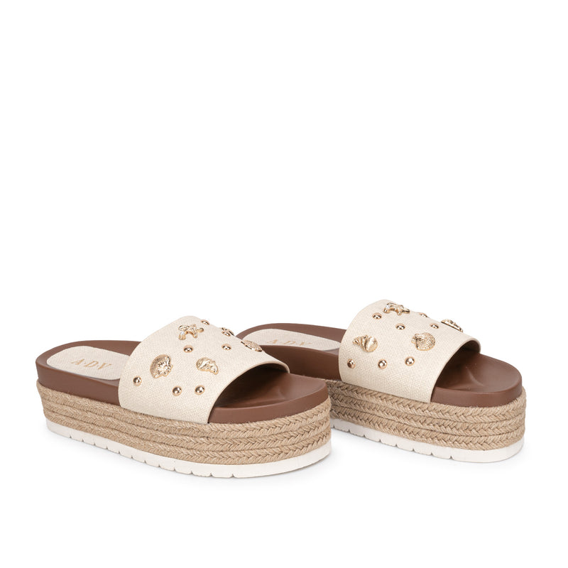 Sandalia Slide Casual Marfil