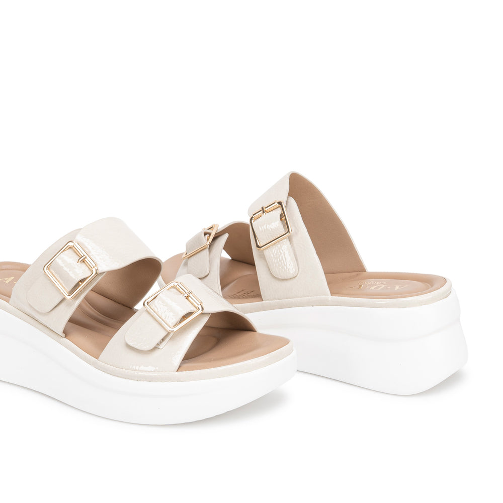 Sandalia Slide Casual Hueso