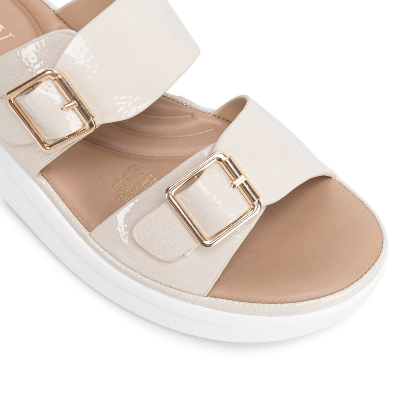 Sandalia Slide Casual Hueso