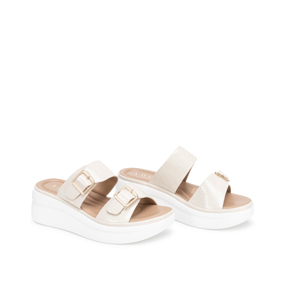 Sandalia Slide Casual Hueso