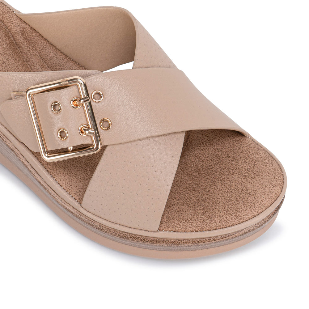 Sandalia Slide Casual Beige