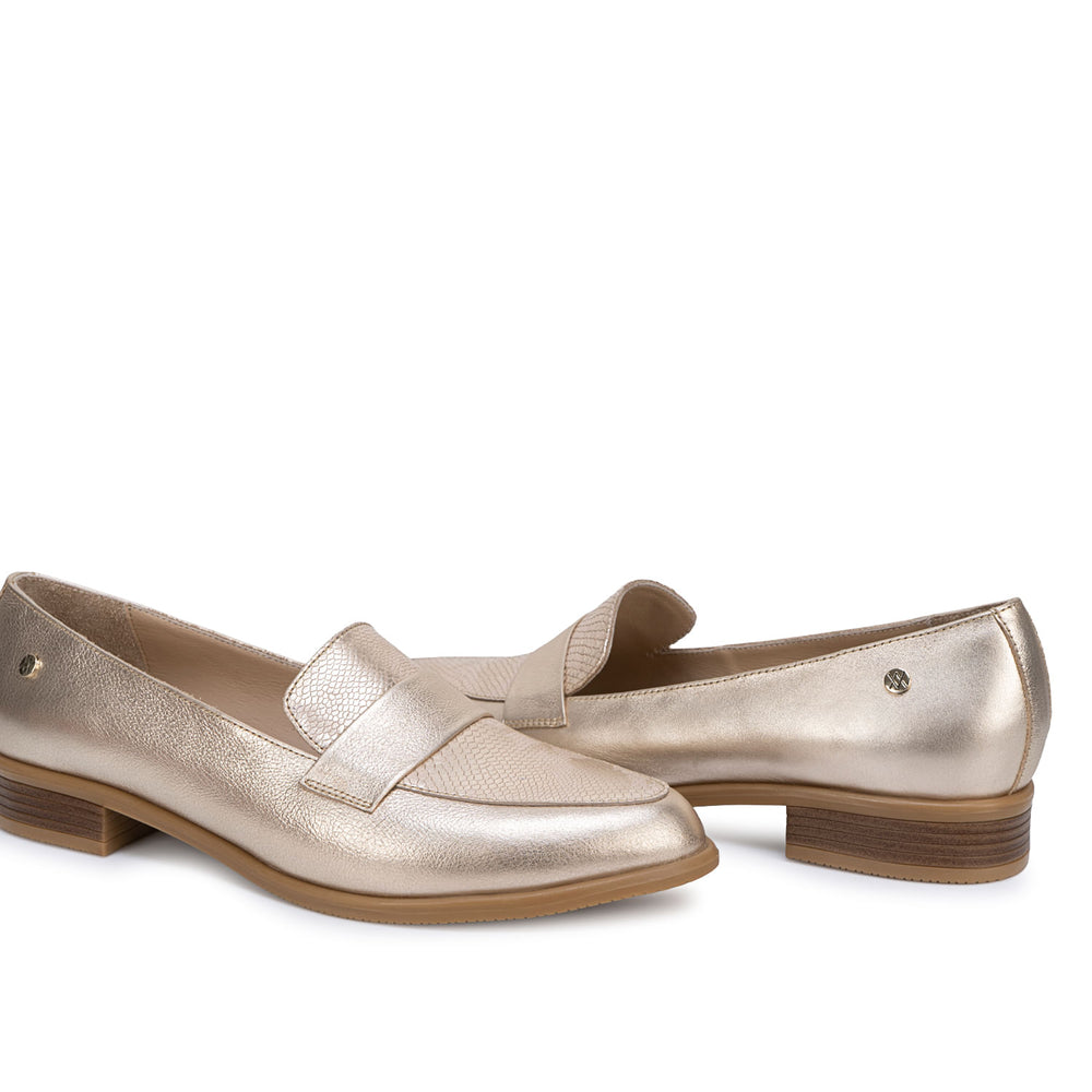 Zapato Mocasín Casual Dorado