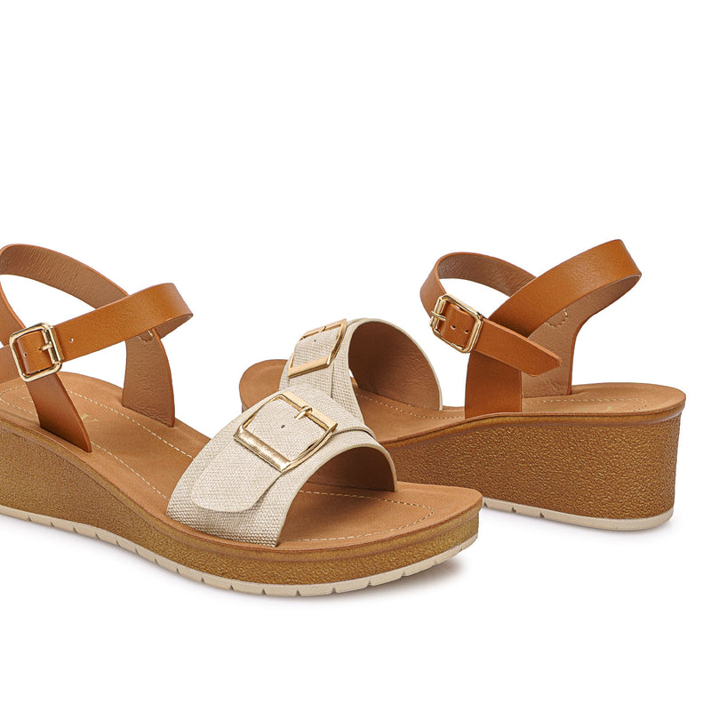 Sandalia D'orsay Casual Hueso