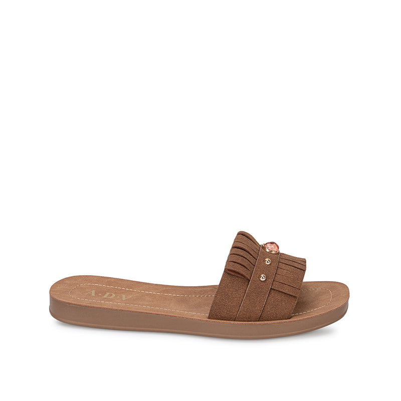 Sandalia Slide Casual Marron