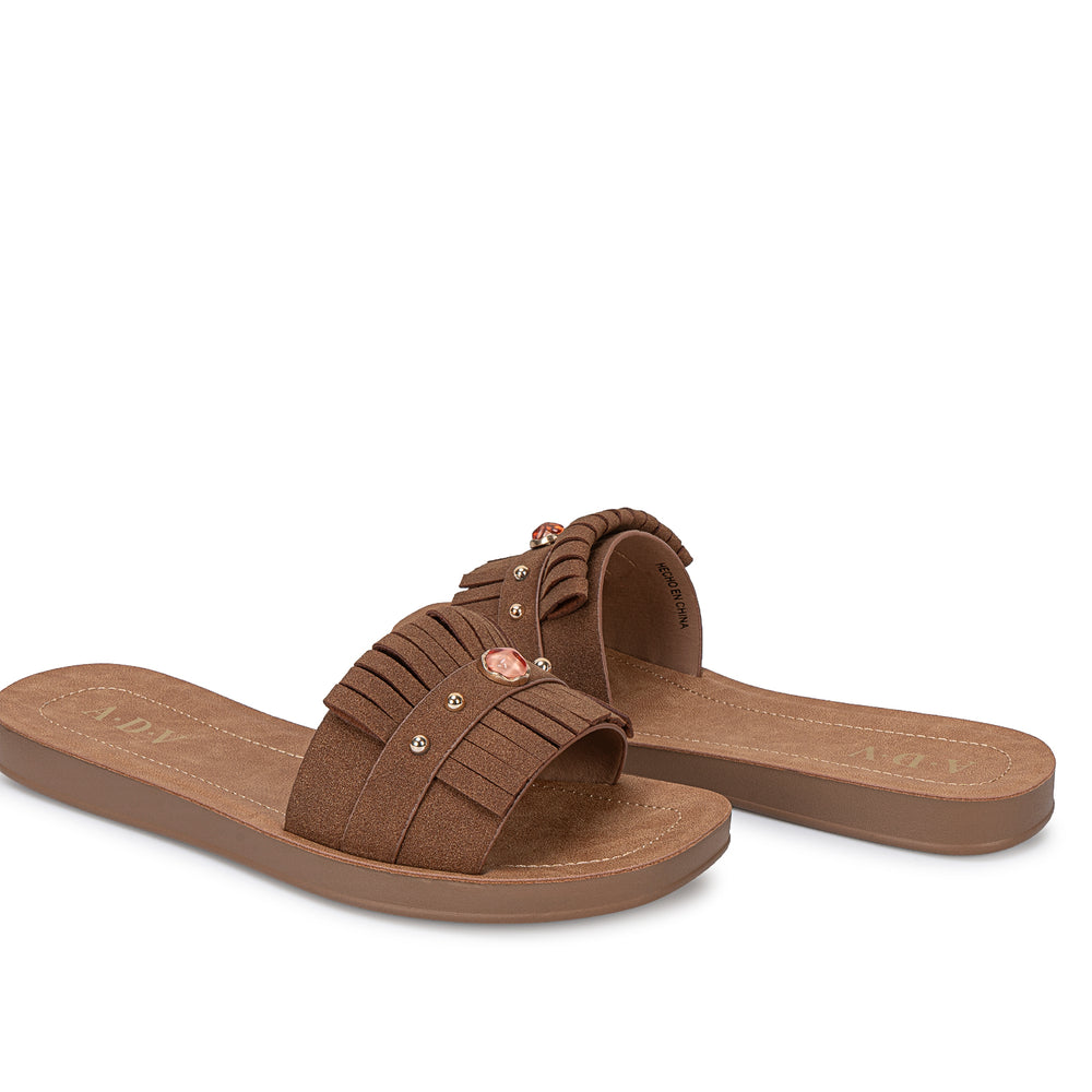 Sandalia Slide Casual Marron
