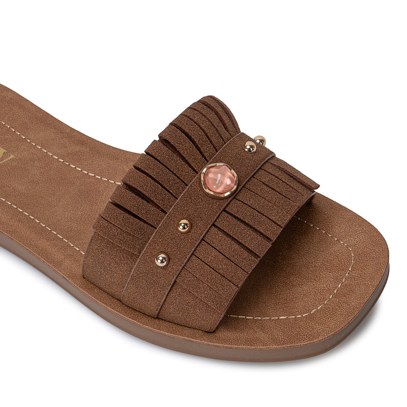 Sandalia Slide Casual Marron