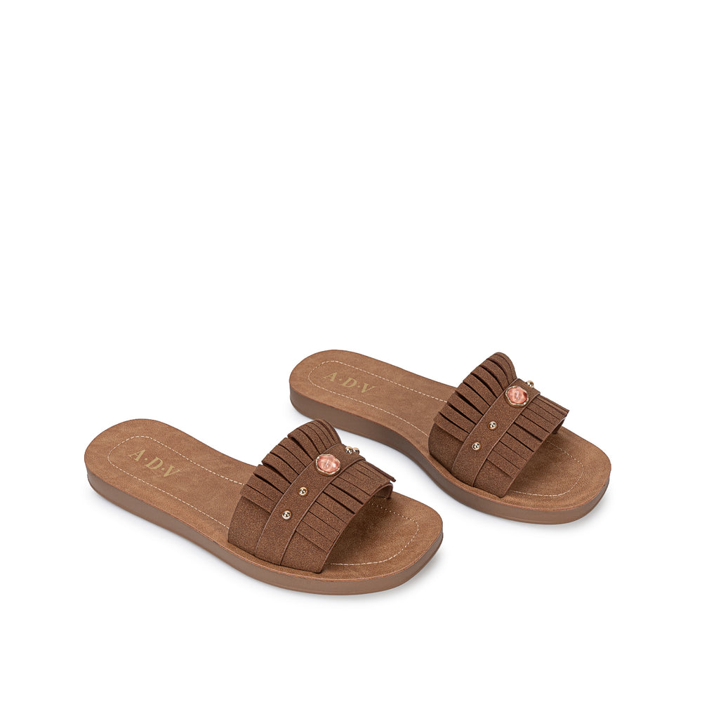 Sandalia Slide Casual Marron