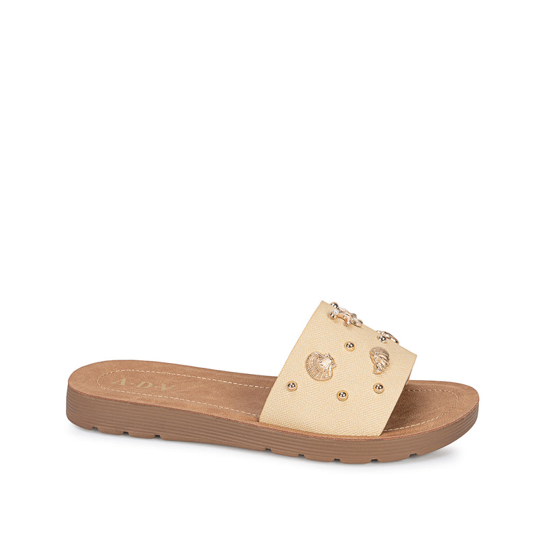 Sandalia Slide Casual Amarillo
