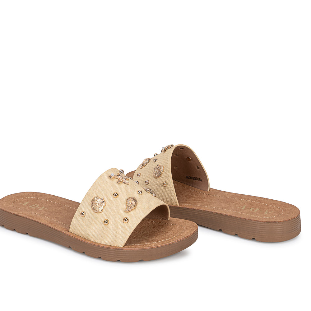 Sandalia Slide Casual Amarillo