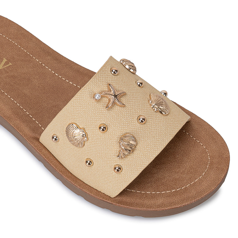 Sandalia Slide Casual Amarillo