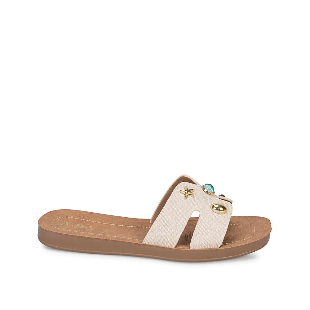 Sandalia Slide Casual Hueso