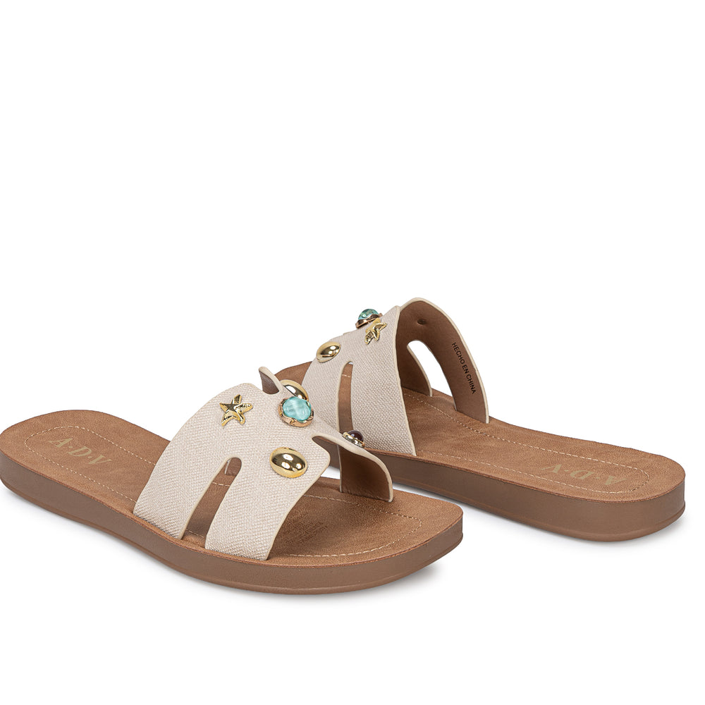 Sandalia Slide Casual Hueso