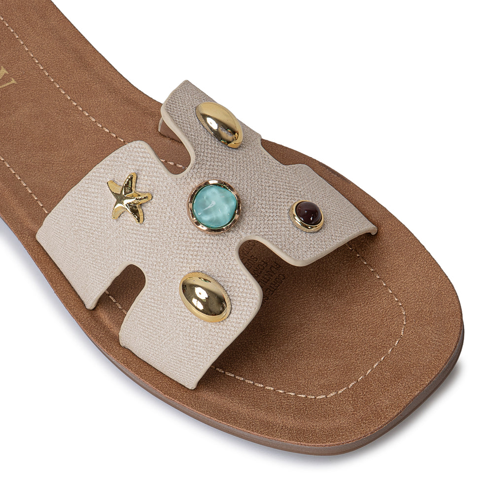 Sandalia Slide Casual Hueso