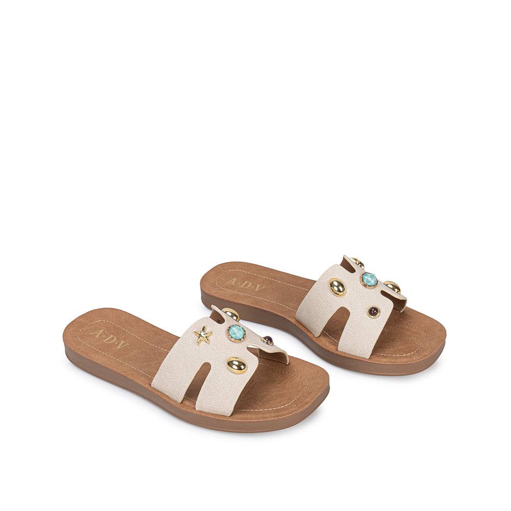 Sandalia Slide Casual Hueso