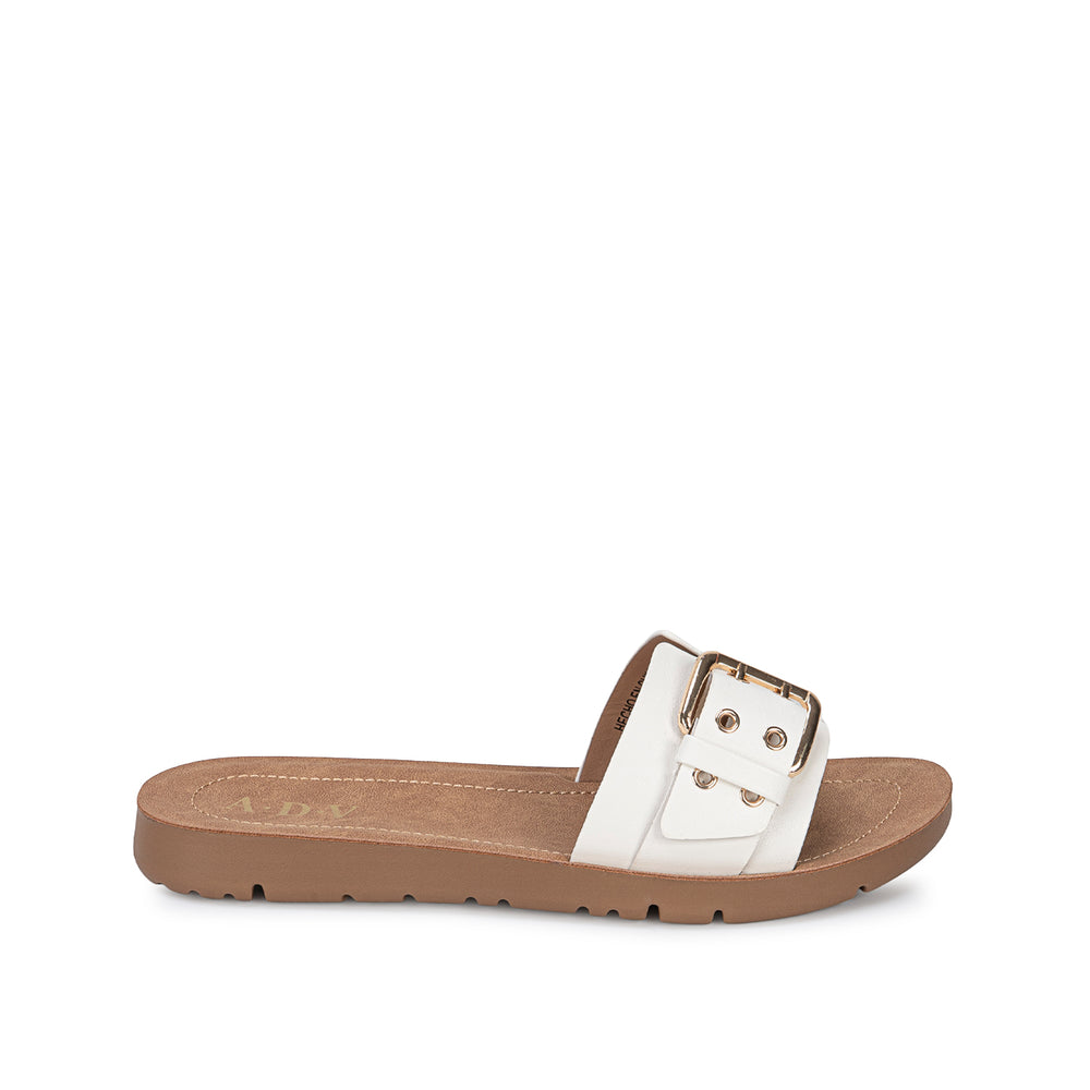 Sandalia Slide Casual Hueso