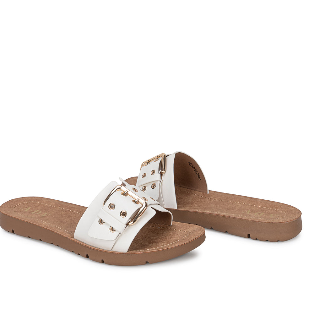 Sandalia Slide Casual Hueso
