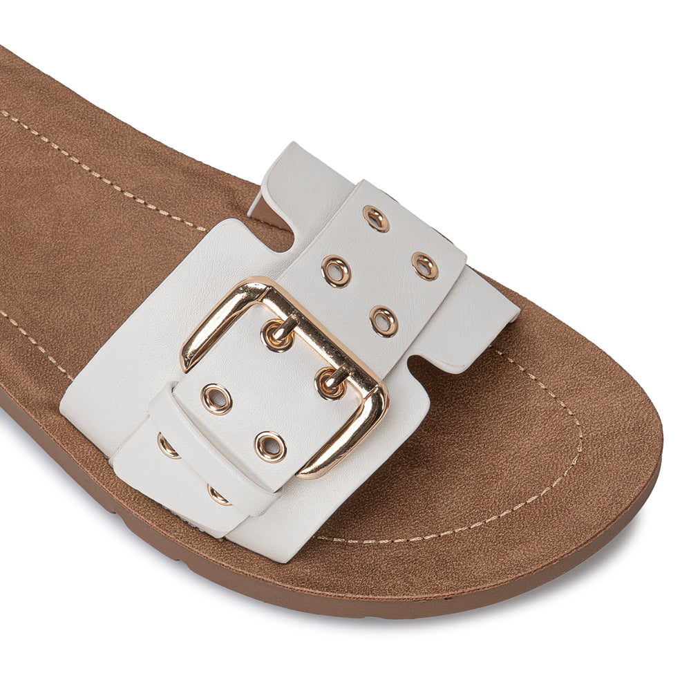 Sandalia Slide Casual Hueso