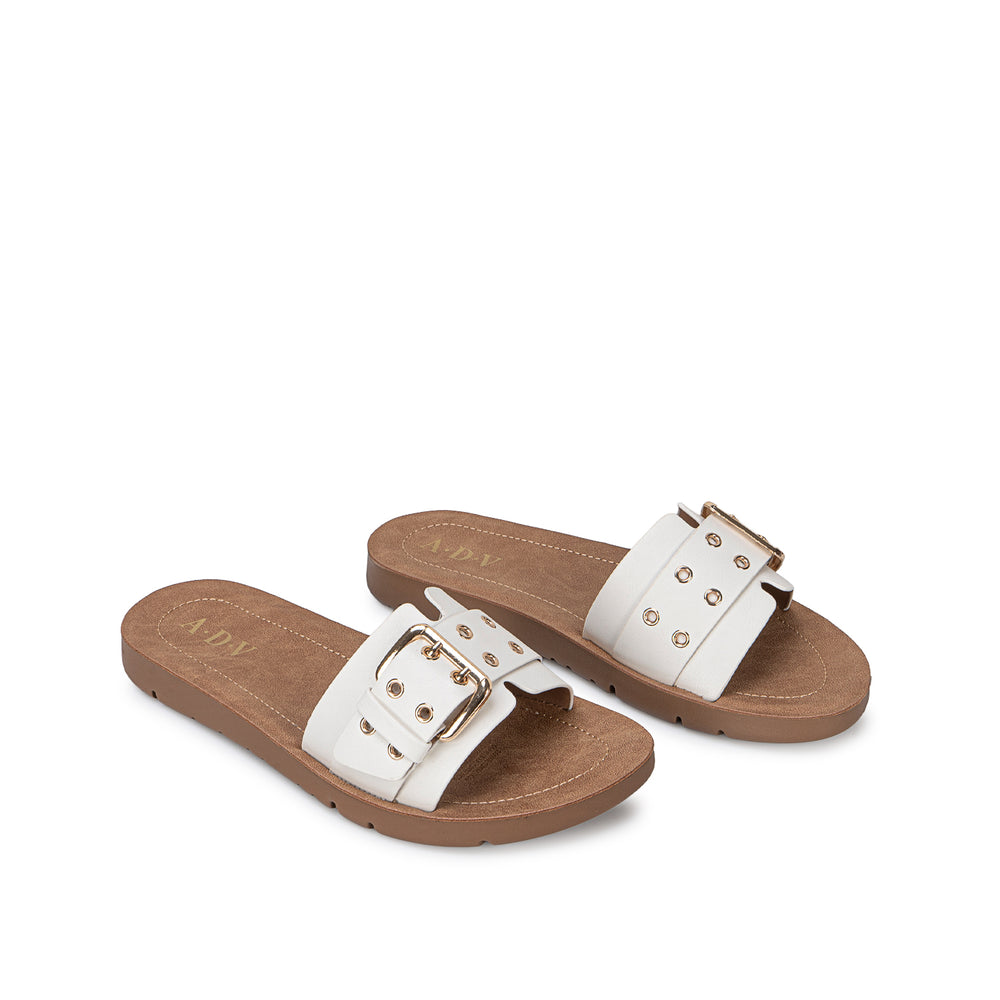 Sandalia Slide Casual Hueso
