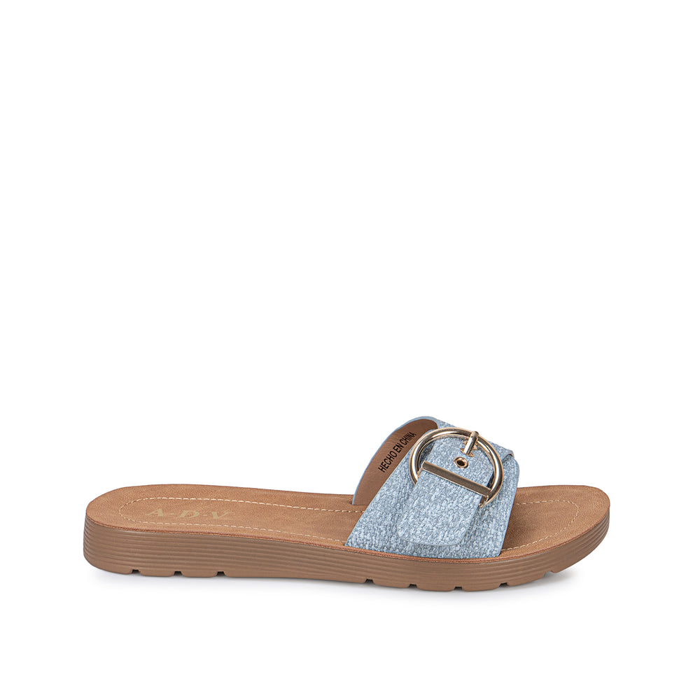 Sandalia Slide Casual Celeste
