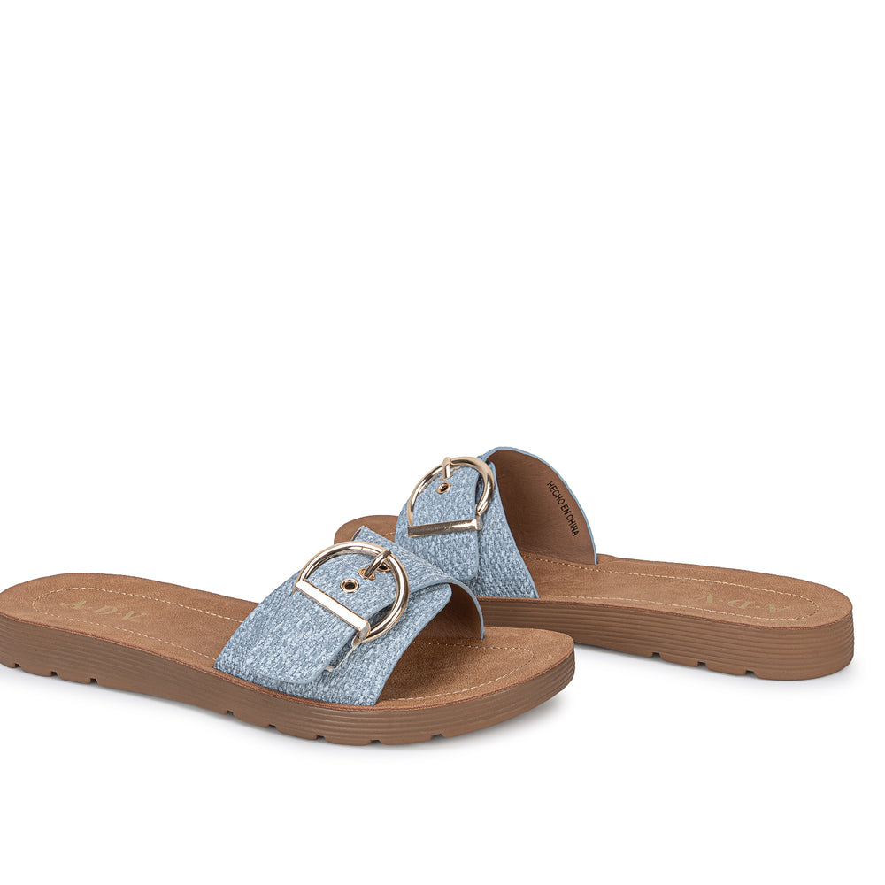Sandalia Slide Casual Celeste