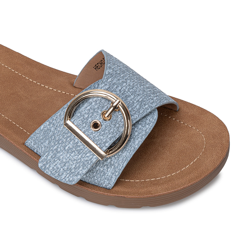 Sandalia Slide Casual Celeste